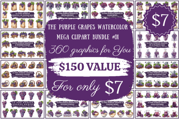 Download The Purple Grapes Watercolor Mega Bundle - Premium Resources