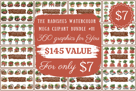 Download Radishes Watercolor Mega Clipart Bundle - Premium Bundle