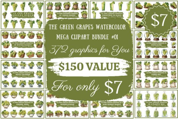 Download The Green Grapes Watercolor Mega Bundle - Premium Resources